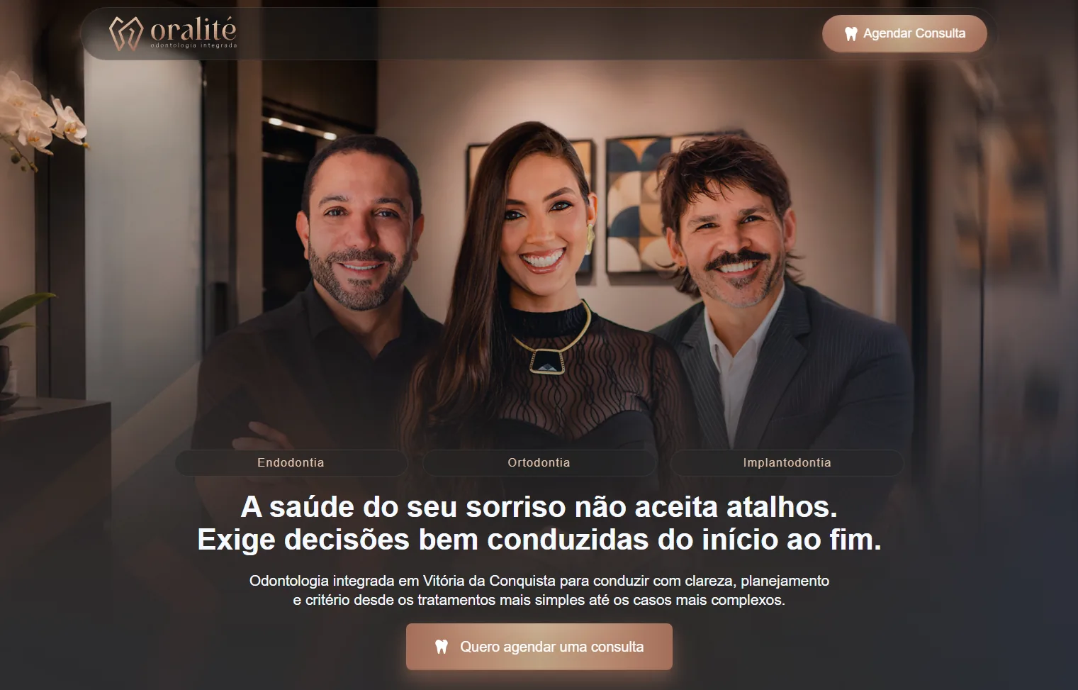 Site da Oralité Odontologia Integrada, desenvolvido pela Tutoz