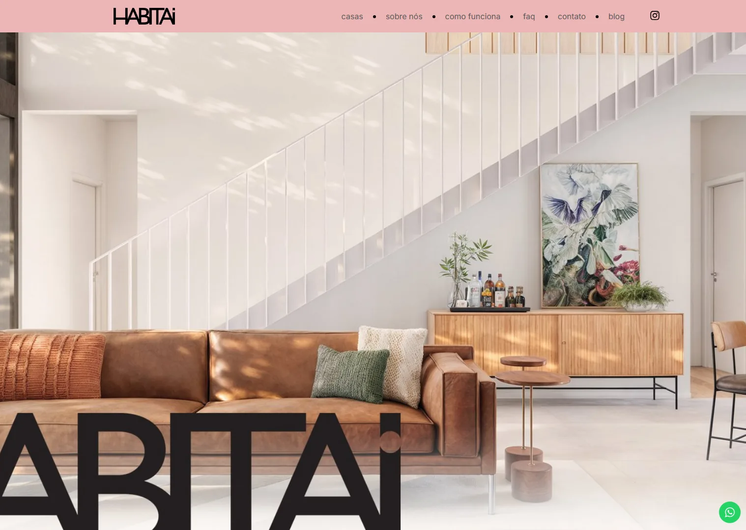Site da Habitai, com casas à venda e seção sobre como funciona