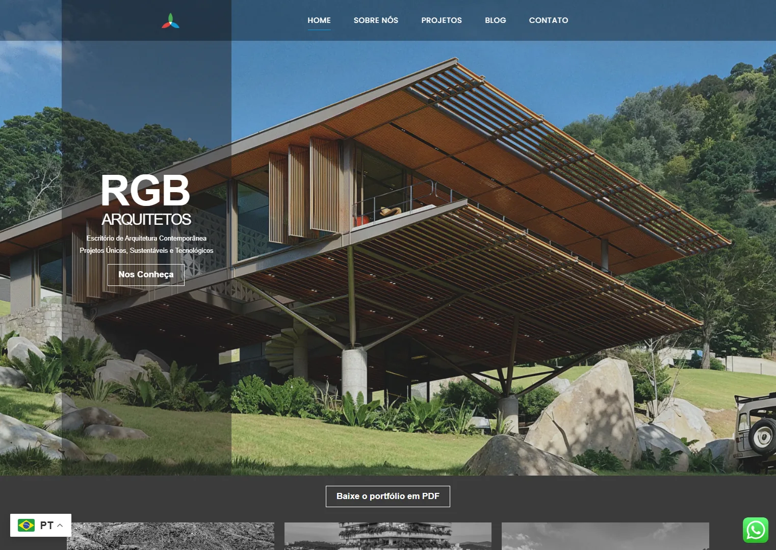Site da RGB Arquitetos, escritório de arquitetura contemporânea